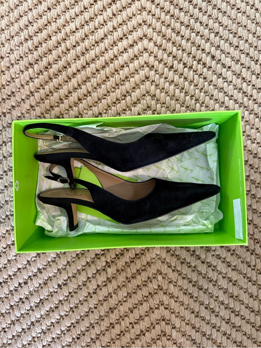 Sam Edelman Bianka Black Suede Pointed Slingback Heels